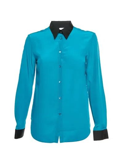 Pre-owned Missoni Contrast-collar Long-sleeve Shirt In Blue