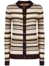 Missoni Striped Cotton And Viscose Cardigan With Contrasting Piping In Neutrals