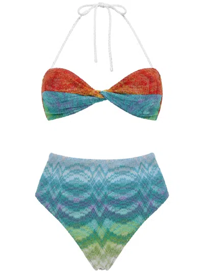 Missoni Halter Neck High Waist Textured Set In Multi