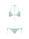 Missoni Triangle Bikini In Viscose With Floral Motif In Green