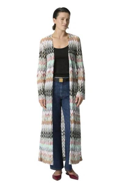 Missoni Cotton And Viscose Lamé Long Cardigan With Lace Motif In Multi