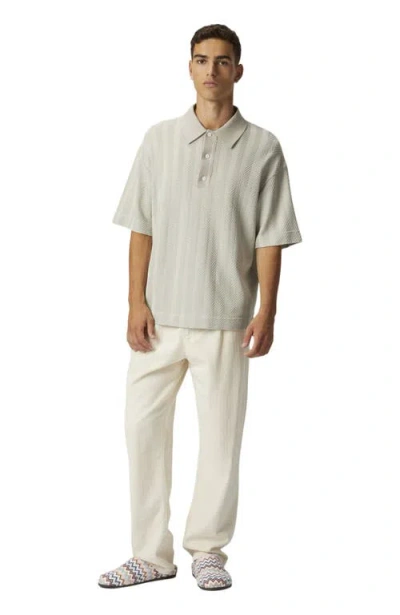 Missoni Cotton And Viscose Polo Shirt With Tone-on-tone Zigzag In Gray