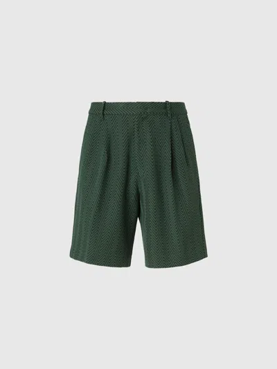 Missoni Cotton And Viscose Shorts With Tonal Zigzag In Gold