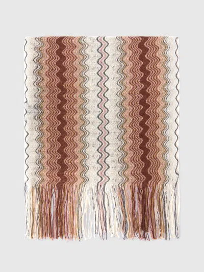 Missoni Cotton And Viscose-blend Scarf With Fringes In Brown