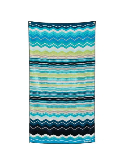 Missoni Cotton Beach Towel In Blue