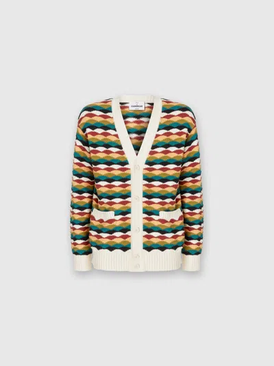 MISSONI CARDIGAN AUS EINER BAUMWOLLMISCHUNG MIT WELLENMUSTER UND KONTRASTIERENDER PASPEL