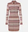 Missoni Polo Cut Mini-dress In Cotton And Zigzag Viscose In Multicoloured