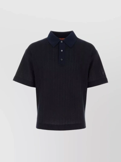 Missoni Cotton Blend Polo Shirt With Short Sleeves In Black