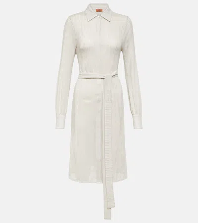 Missoni Cotton-blend Shirt Dress In Ecru