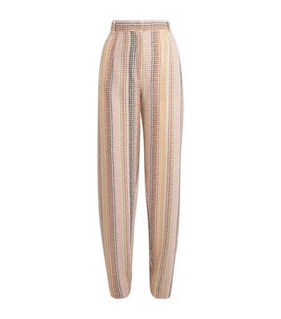 Missoni Cotton-blend Stripe Straight Trousers In Mult.wht/pink/lg