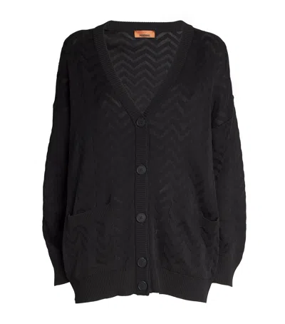 Missoni Cotton-blend Zigzag-knit Cardigan In Black