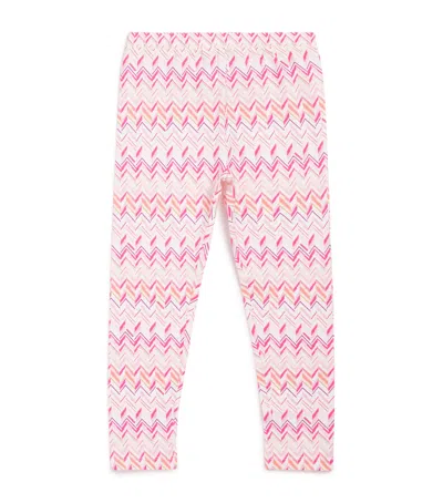 Missoni Kids' Cotton-blend Zigzag Leggings In Pink
