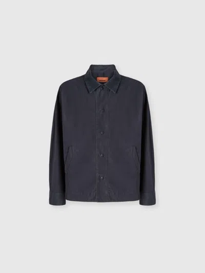 Missoni Cotton Canvas Overshirt With Zigzag Collar Detail In Blue