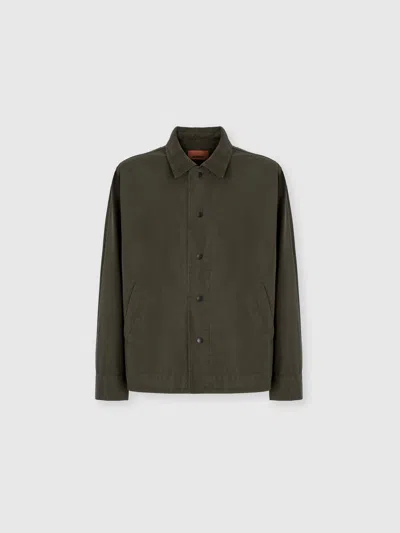 Missoni Cotton Canvas Overshirt With Zigzag Collar Detail In Green