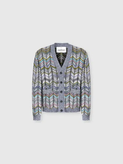 Missoni Cotton Chevron Cardigan With Pockets In Multi