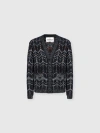Missoni Cotton Chevron Cardigan With Ribbed Trims In Black