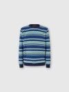 Missoni Handcrafted Zigzag Pattern Crewneck Sweater In Blue