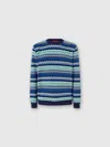 Missoni Handcrafted Zigzag Pattern Crewneck Sweater In Blue