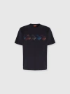 Missoni Cotton Crewneck T-shirt With Gradient Zig Zag Insert In Blue