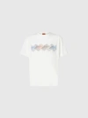 Missoni Cotton Crewneck T-shirt With Gradient Zig Zag Insert In White
