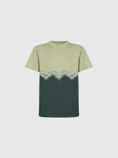 Missoni Cotton Crewneck T-shirt With Slub Zigzag In Green