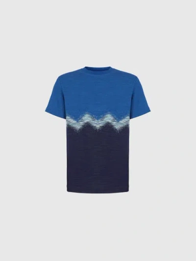 Missoni Cotton Crewneck T-shirt With Slub Zigzag In Multicoloured