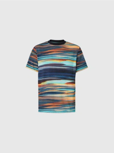 MISSONI MISSONI COTTON CREWNECK T-SHIRT WITH SLUB ZIGZAG PRINT