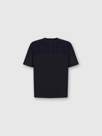 MISSONI MISSONI COTTON CREWNECK T-SHIRT WITH TONE-ON-TONE ZIGZAG INSERT