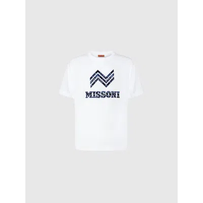 Missoni Handcrafted Zigzag Crew Neck T-shirt In White