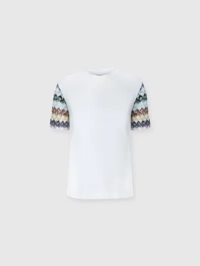 Missoni Cotton Crewneck T-shirt With Chevron Details In White