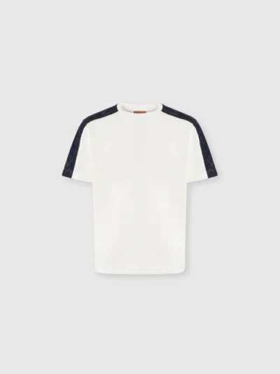 Missoni Cotton Crewneck T-shirt With Chevron Insert In White