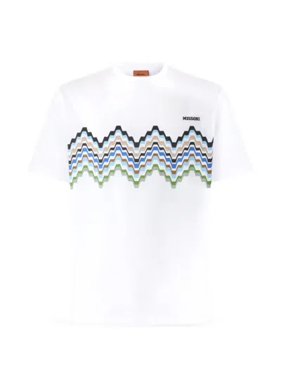 Missoni Cotton Crewneck T-shirt With Logo Lettering In White