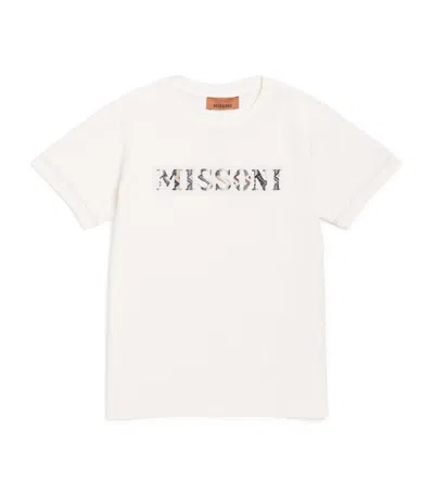 Missoni Kids' Cotton Embroidered Logo T-shirt In Neutral