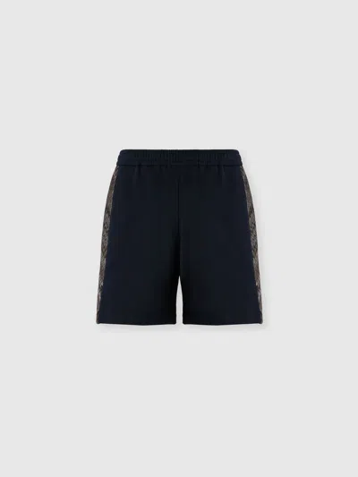 Missoni Cotton Fleece Shorts With Zigzag Insert In Black