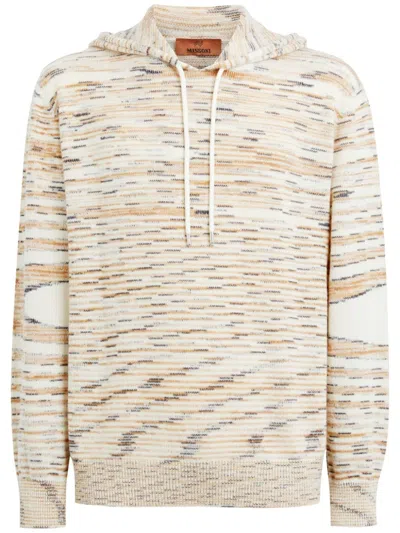 Missoni Cotton Hoodie In Beige