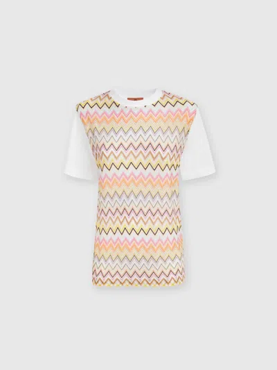 Missoni Cotton Jersey T-shirt With Chevron Inserts In Multicoloured