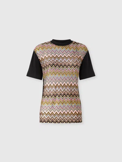 Missoni Cotton Jersey T-shirt With Chevron Inserts In Multicoloured
