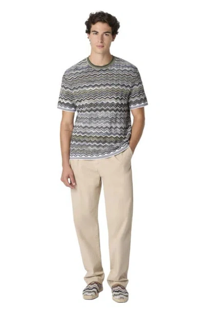 Missoni Cotton Knit T-shirt With Chevron Pattern In Multi