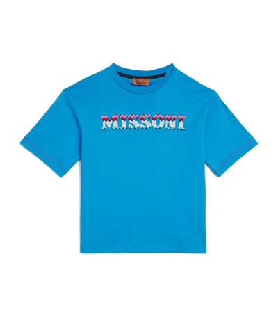 Missoni Kids' Cotton Logo T-shirt In Blue