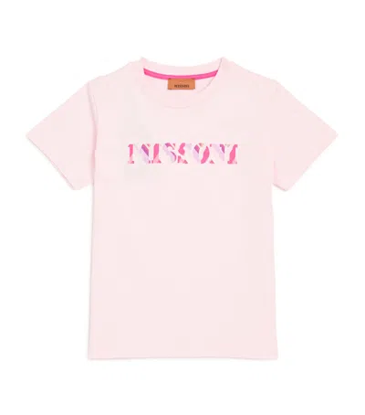 Missoni Kids' Cotton Logo T-shirt In Pink