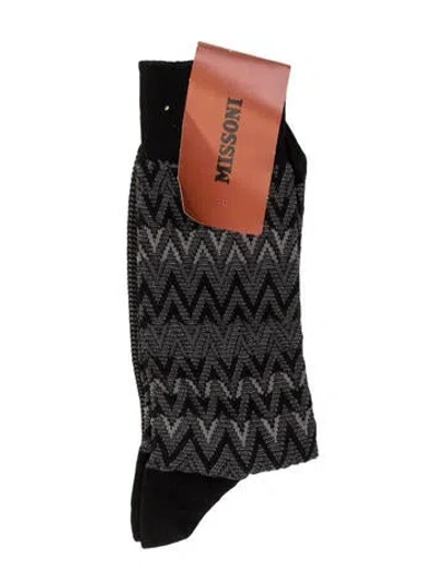 Pre-owned Missoni Cotton Patterned Socks W/tags In Grey