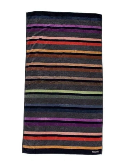 Pre-owned Missoni Cotton Striped Bath Towel In Grey