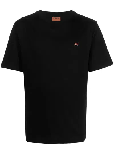 Missoni Logo Embroidery Cotton Jersey T-shirt In Blue