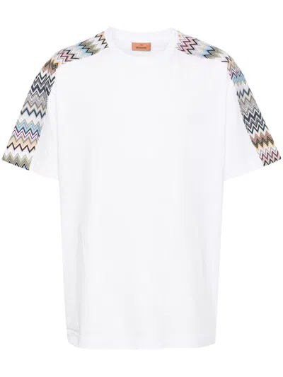 Missoni Cotton T-shirt With Zigzag Detail In White