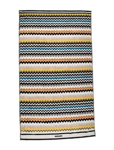 Pre-owned Missoni Cotton Zig Zag Beach Towel In Neutrals