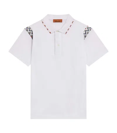 Missoni Kids' Cotton Zigzag-detail Polo Shirt In White