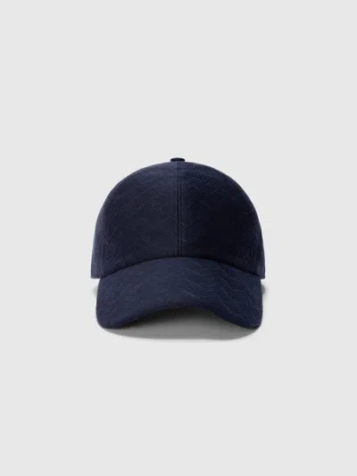 Missoni Cotton Zigzag Hat With Visor In Blue