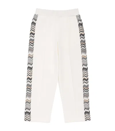 Missoni Kids' Cotton Zigzag-trim Sweatpants In Neutral