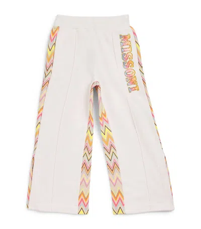 Missoni Kids' Cotton Zizgag-trim Sweatpants (4-10 Years) In Ivory