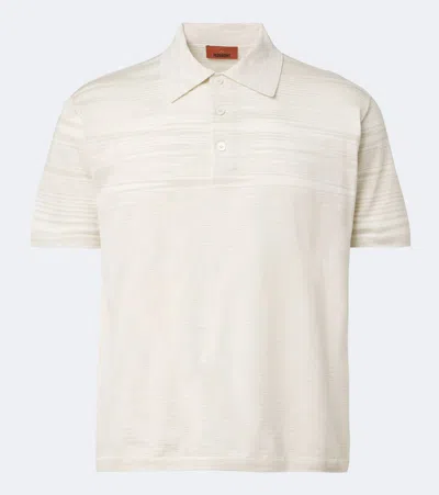 Missoni Flamed Mercerized Cotton Polo Shirt In Neutral